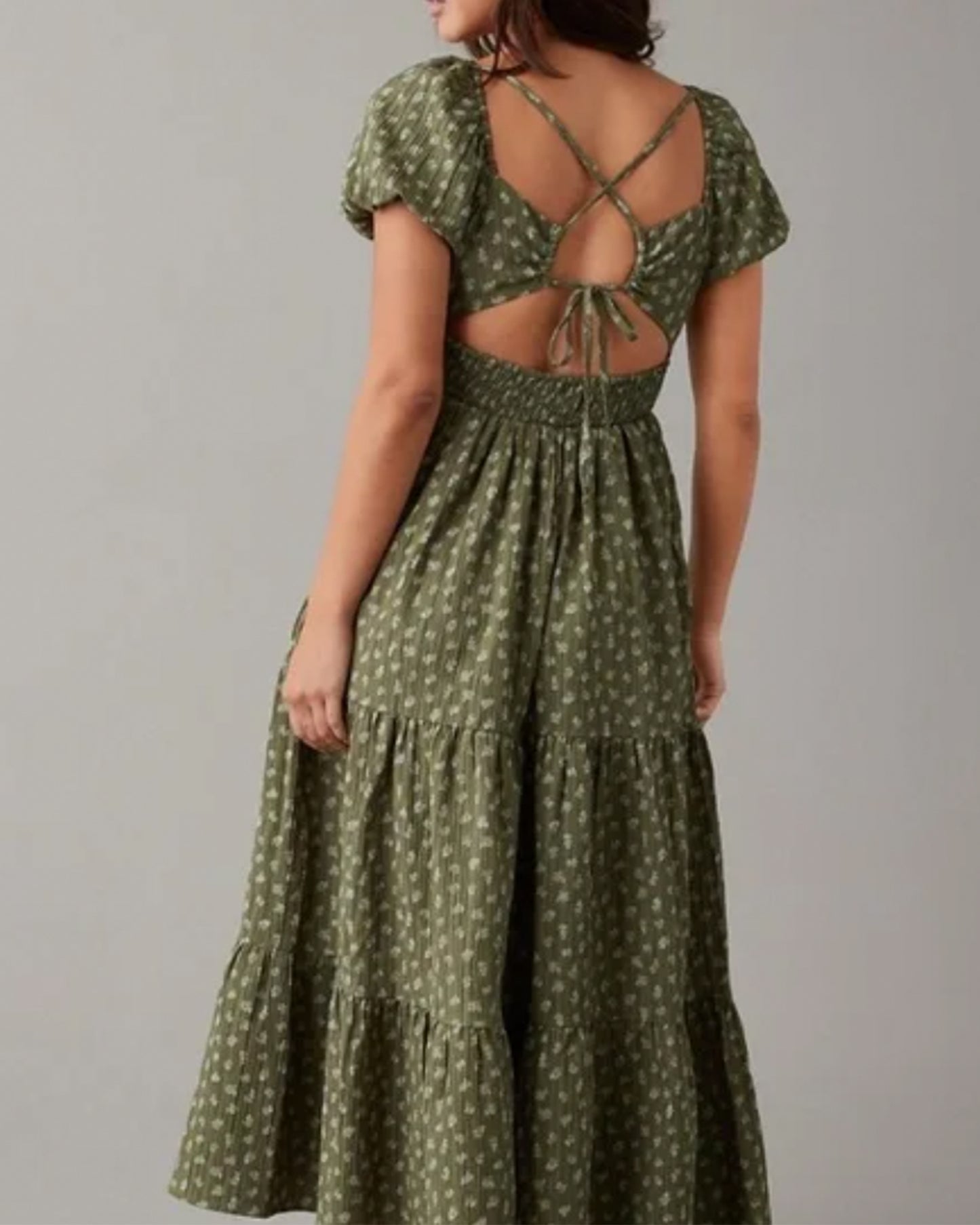 AE Floral Open Back Corset Midi Dress (XXL)