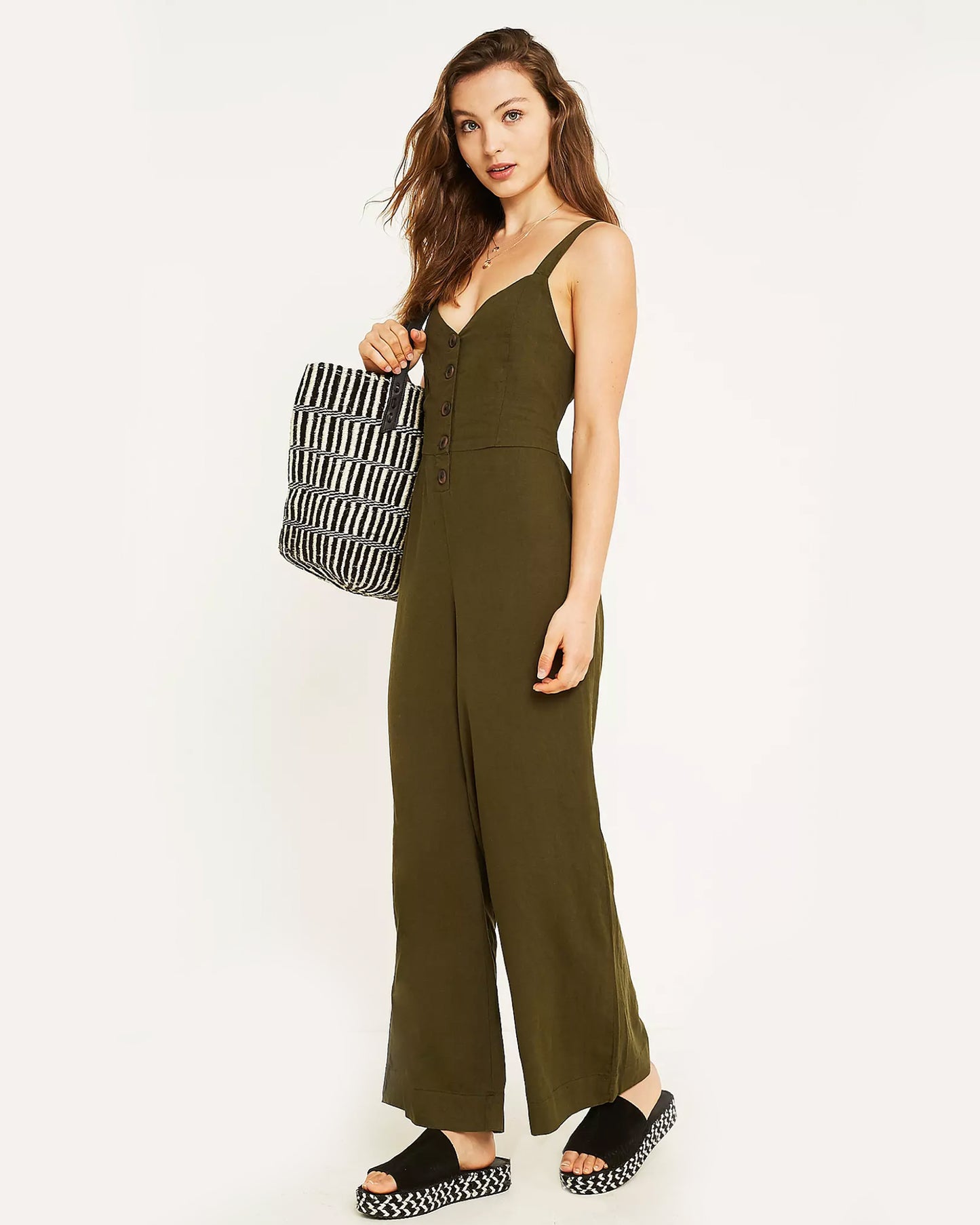UO Linen Blend Jumpsuit (XS)