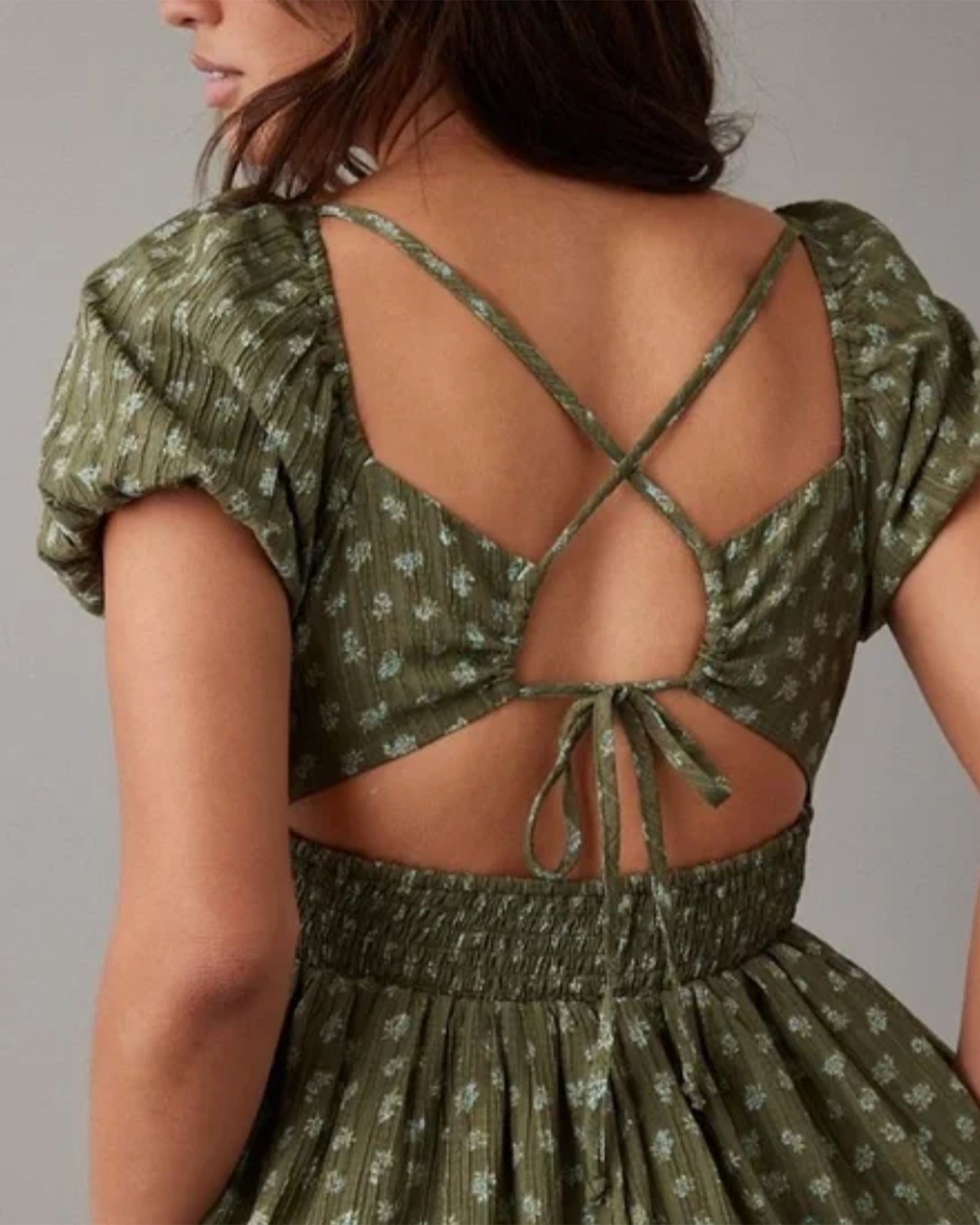 AE Floral Open Back Corset Midi Dress (XXL)