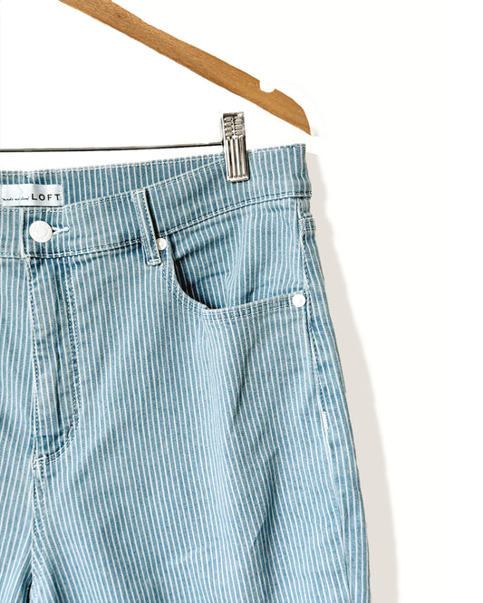 Loft High Rise Kick Crop Jeans in Pinstripe (14)
