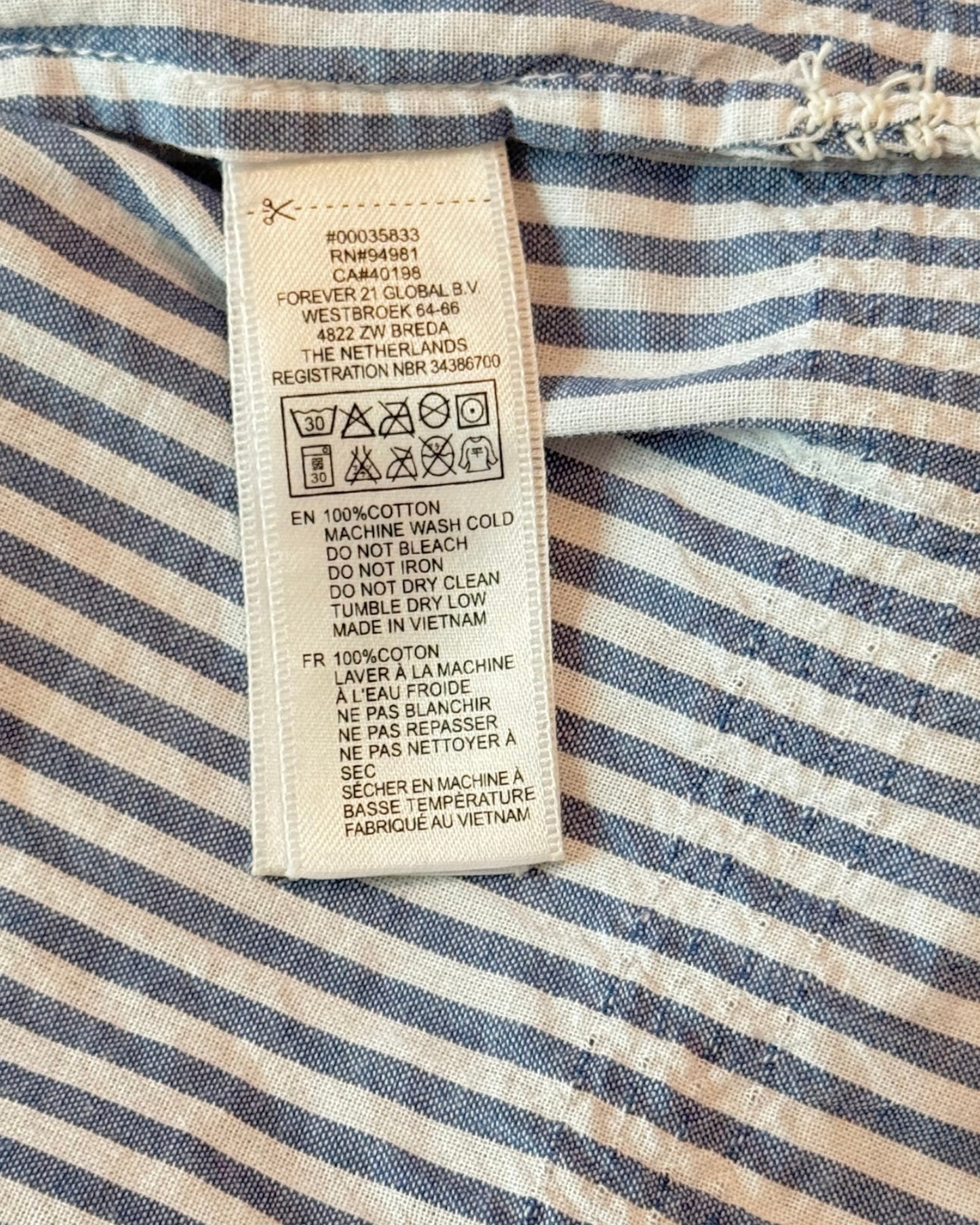 Striped Cotton Peasant Blouse (M)