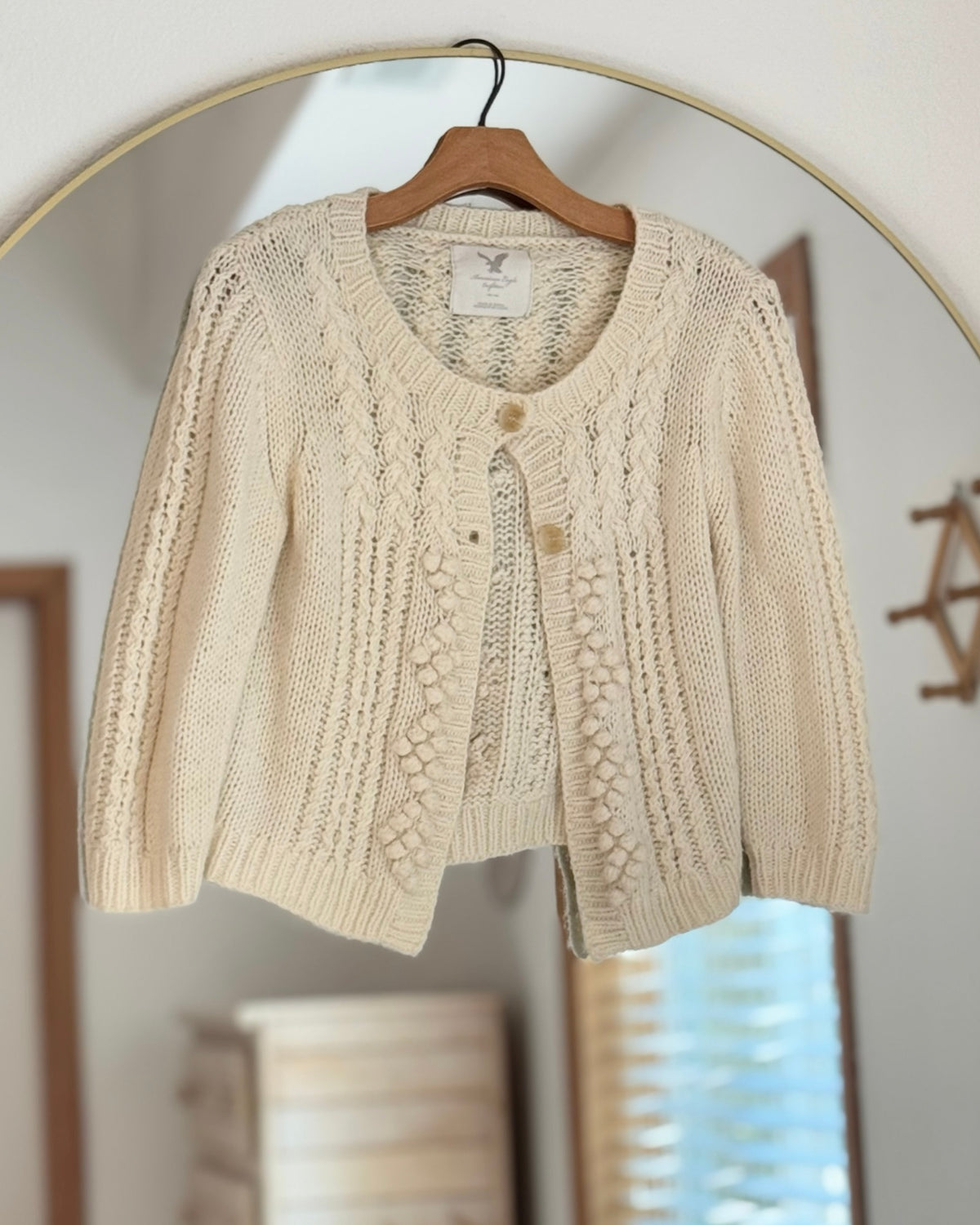 Vintage Cable Knit Cardigan Sweater (S)