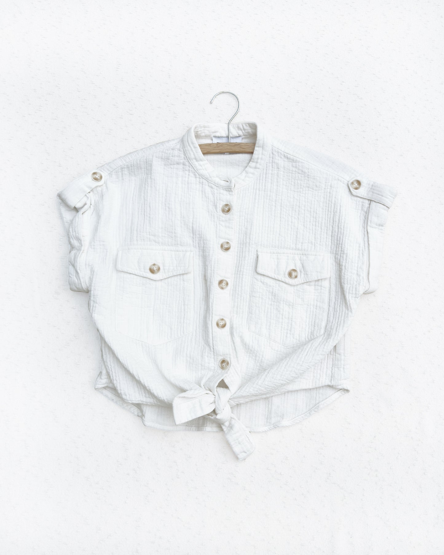 Cotton Button Tie Crop Top (S/M)