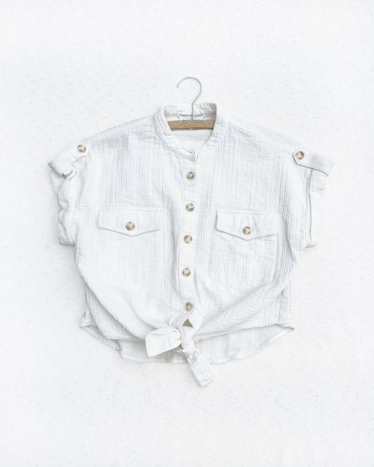 Cotton Button Tie Crop Top (S/M)