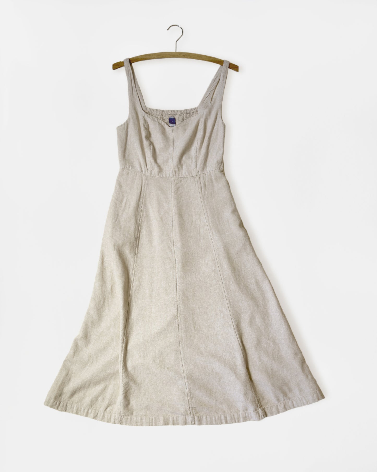 Linen-Blend Midi Dress (S)
