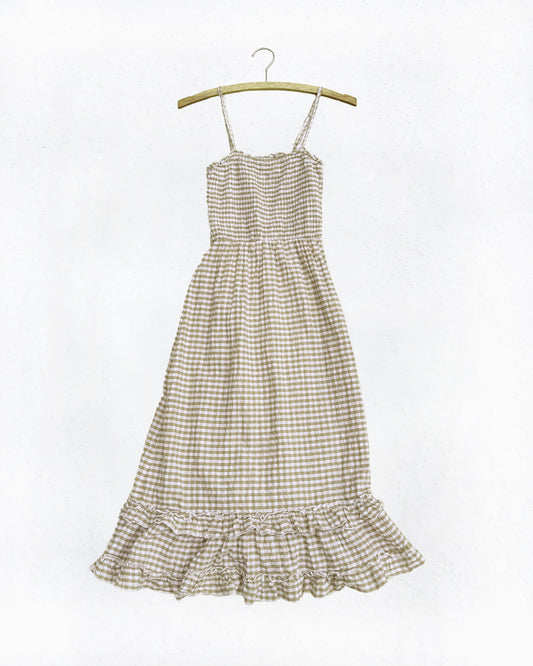 Gingham Ruffle Midi Dress (XS)