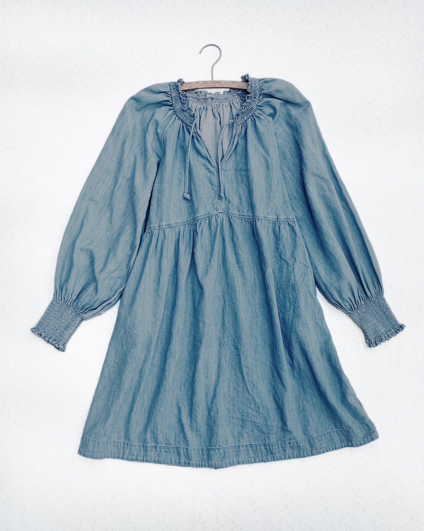 Puff-Sleeve Jean Poet Swing Dress (M)