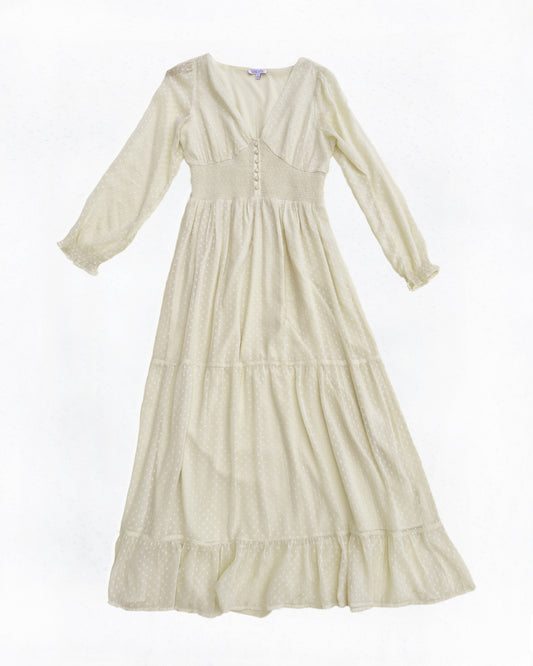 Swiss Dot Ivory Maxi Dress (M)