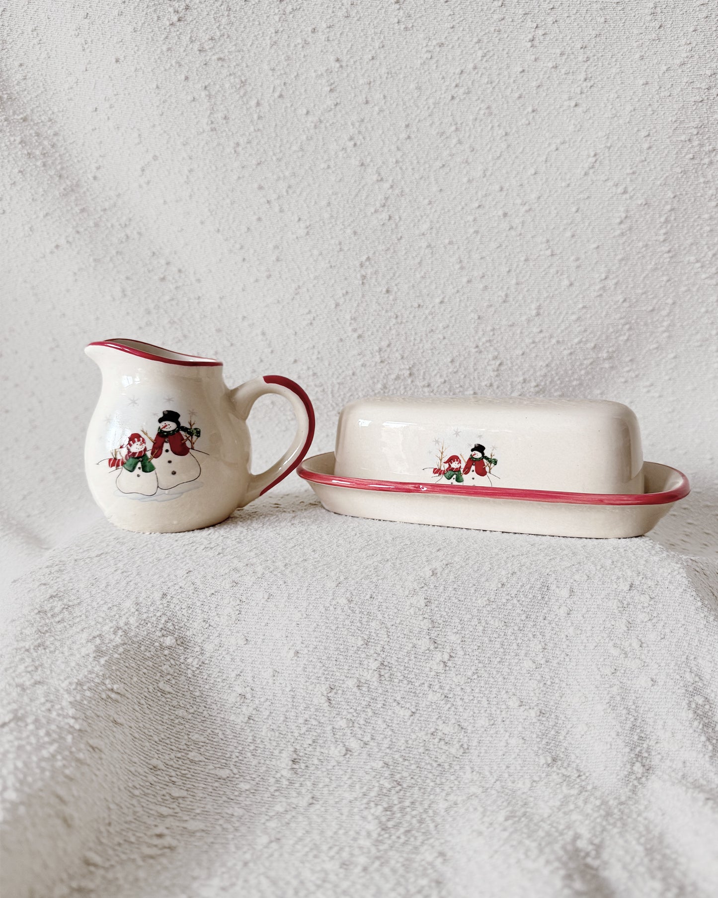 Vintage Christmas Butter Dish & Syrup Set