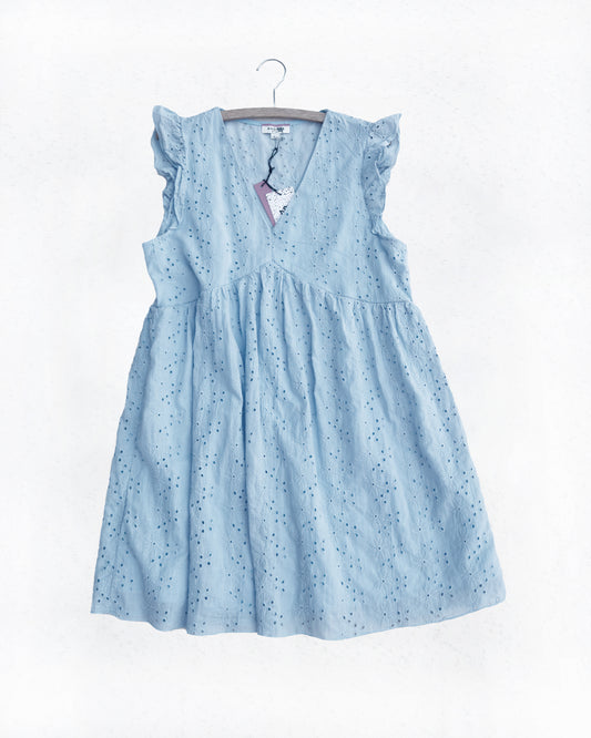 Eyelet Ruffle Sleeve Babydoll Dress (L)