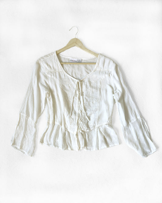 Boho Embroidered Cotton Top (L)