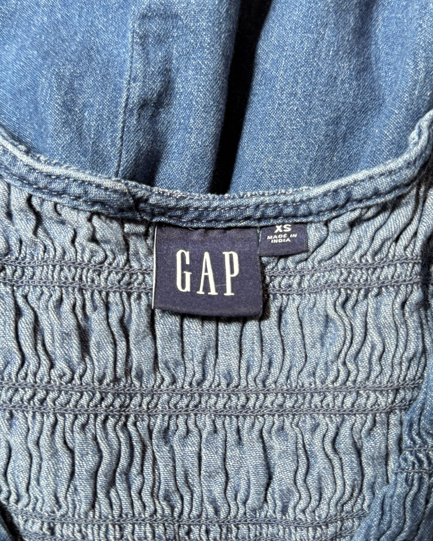 Gap Denim Ruffle Sleeve Smocked Midi Dress (S)