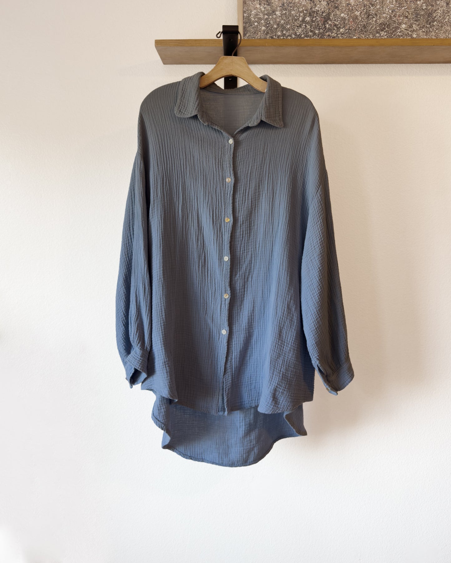 Gauze Button Top / Swimsuit Cover (M-XL)