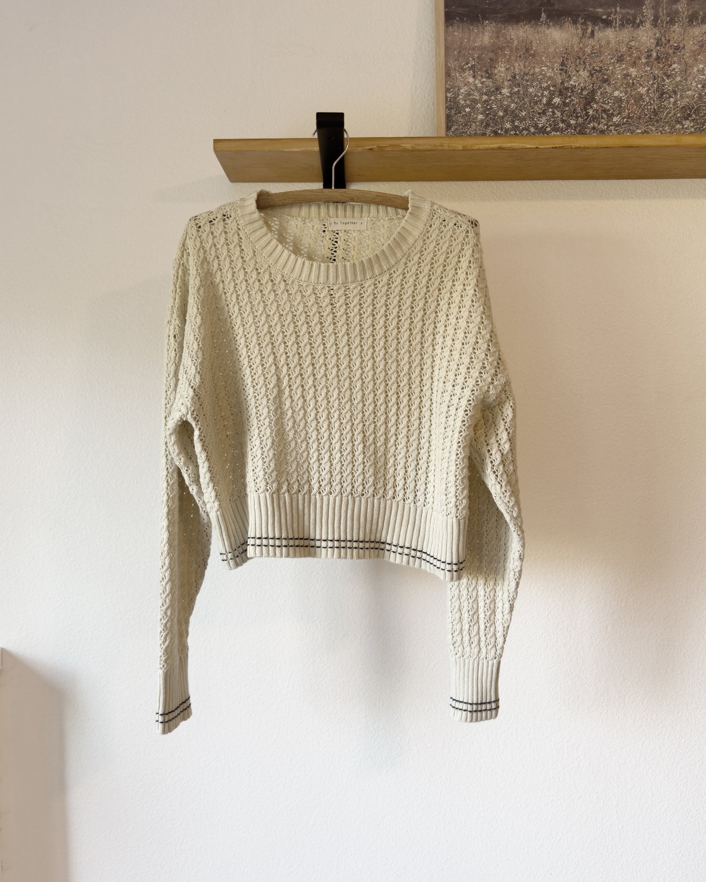 Cotton Blend Crop Sweater (S)