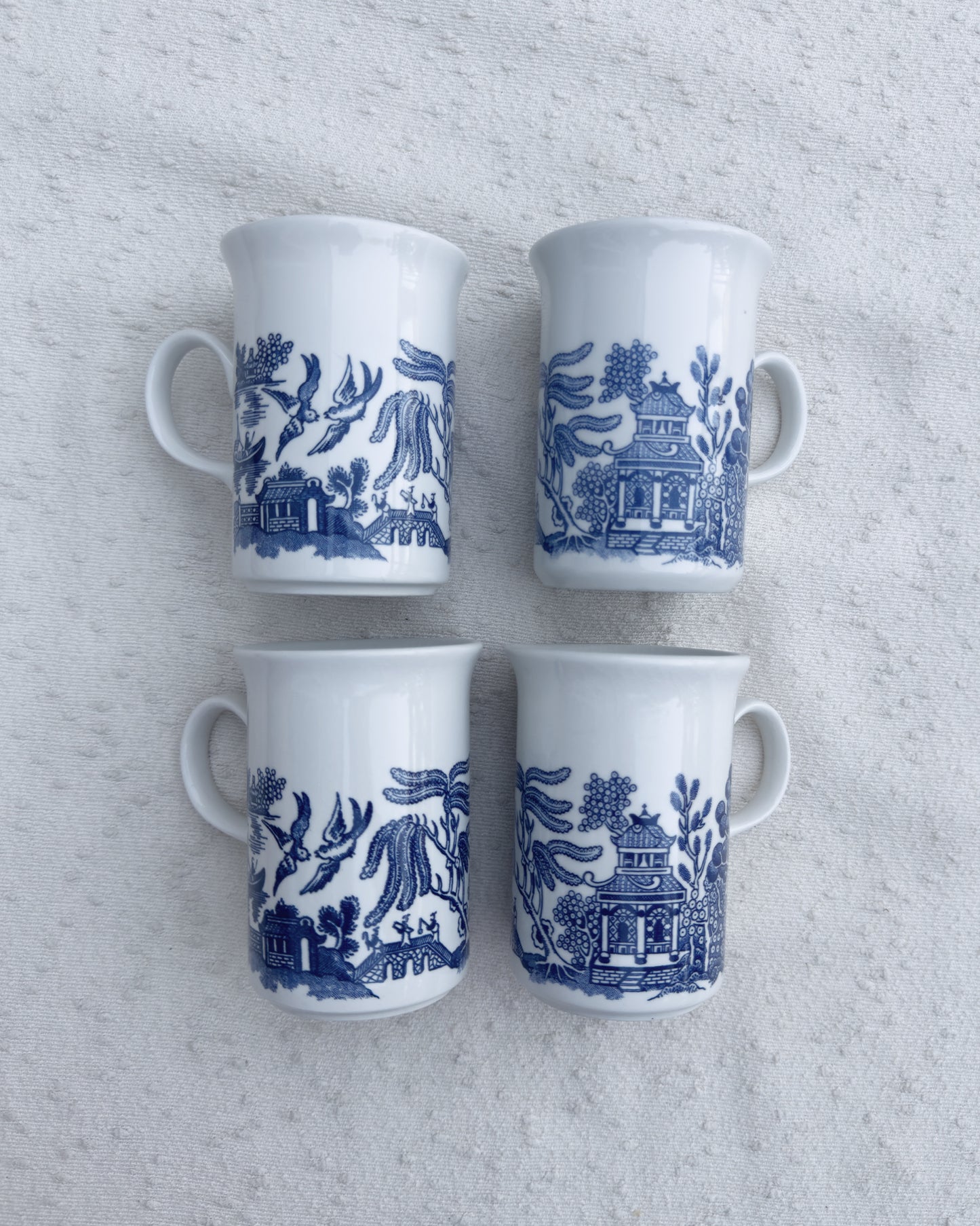 Churchill Blue Willow Ironstone Mugs (Set of 4)
