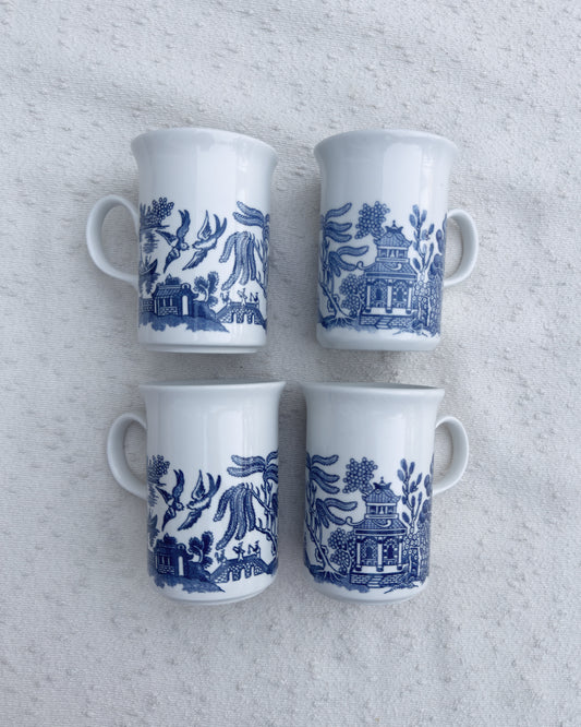 Churchill Blue Willow Ironstone Mugs (Set of 4)