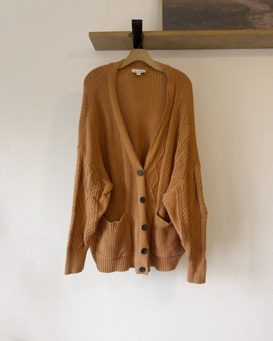 V-Neck Cable-Knit Cardigan (XXL)