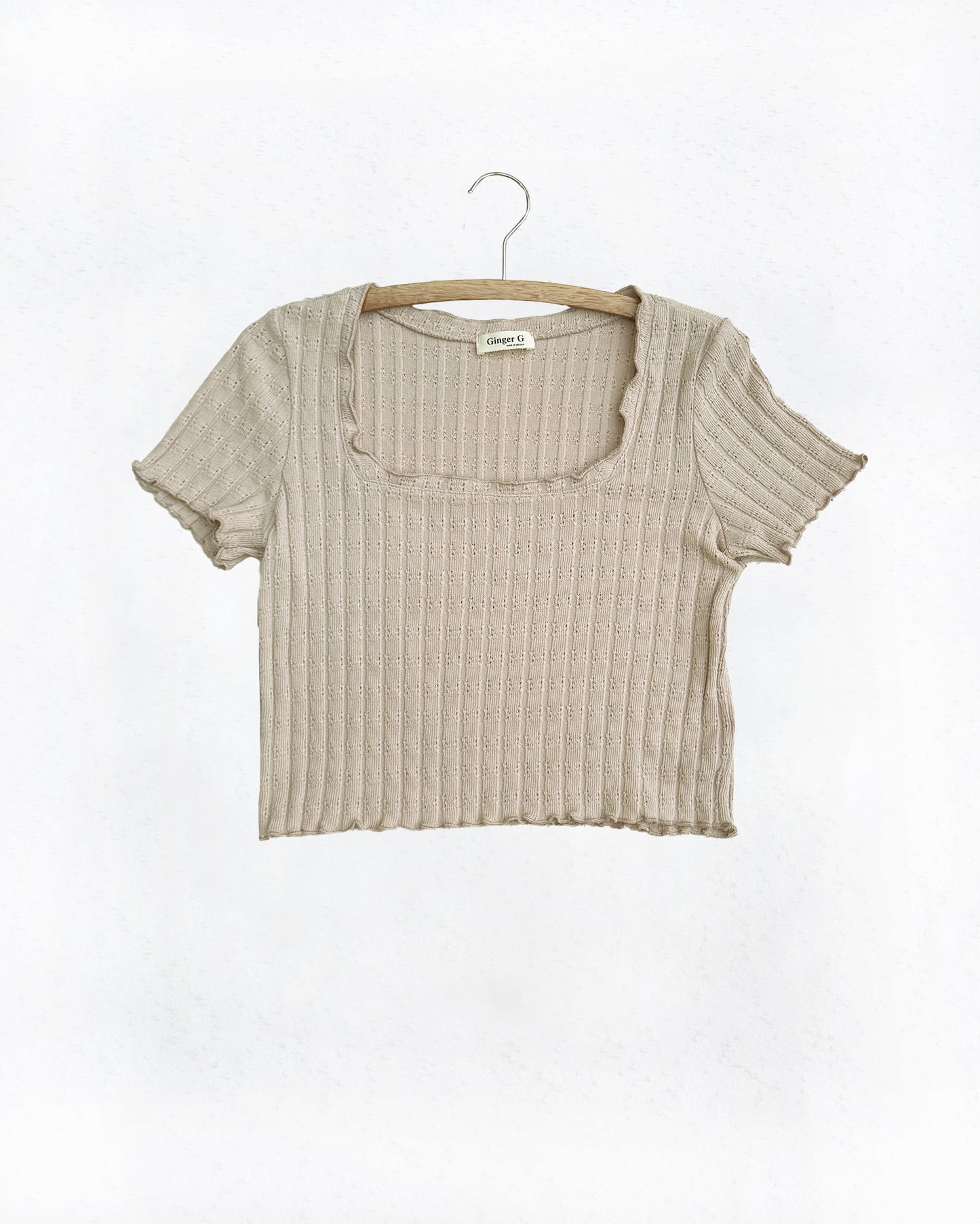 Pointelle Crop Tee (L)