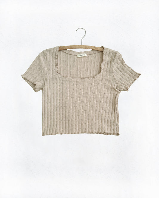 Pointelle Crop Tee (L)