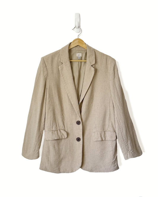 Oversized Linen Blend Blazer | Beige (M)