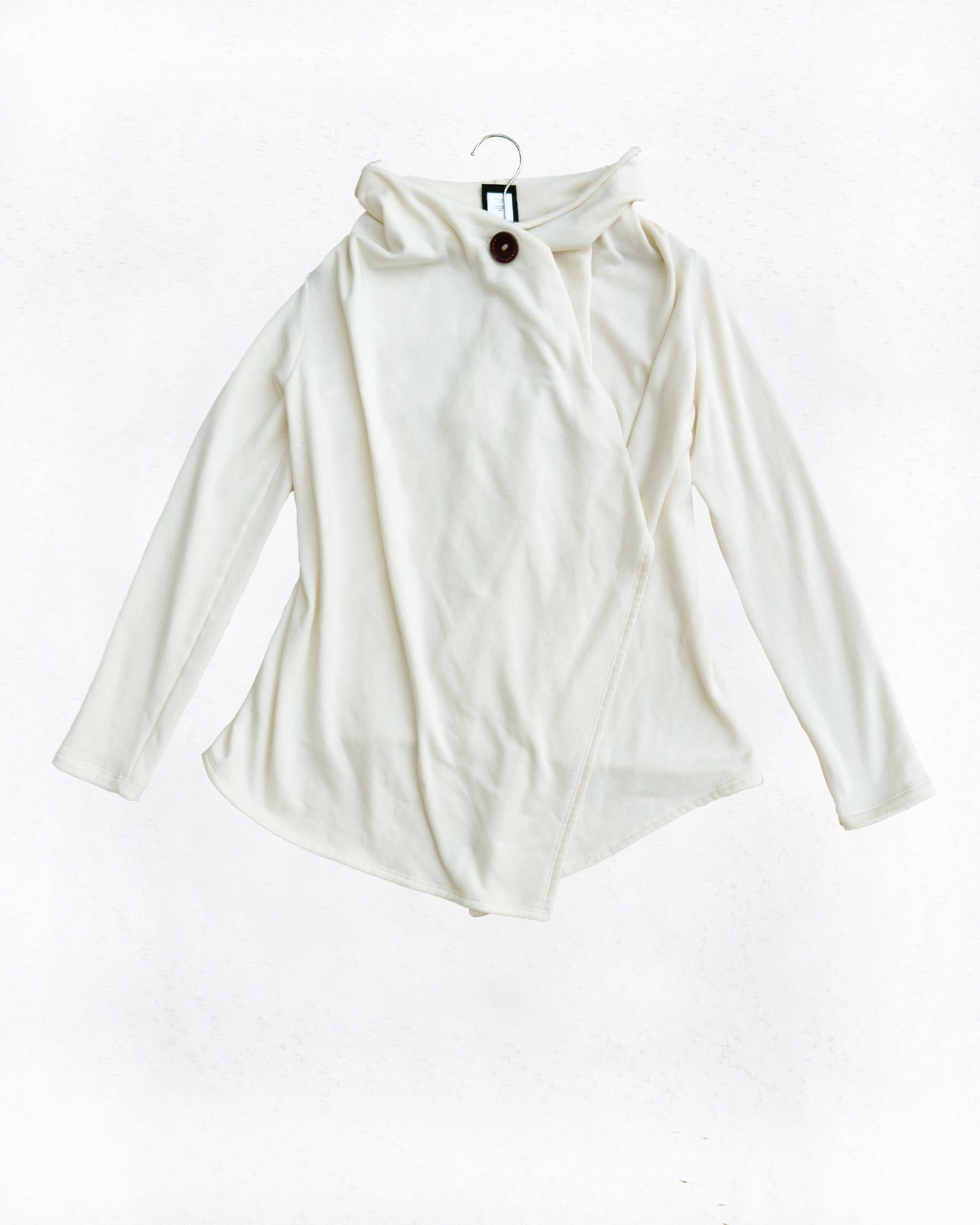 One-Button Fuzzy Wrap Cardigan (XS)