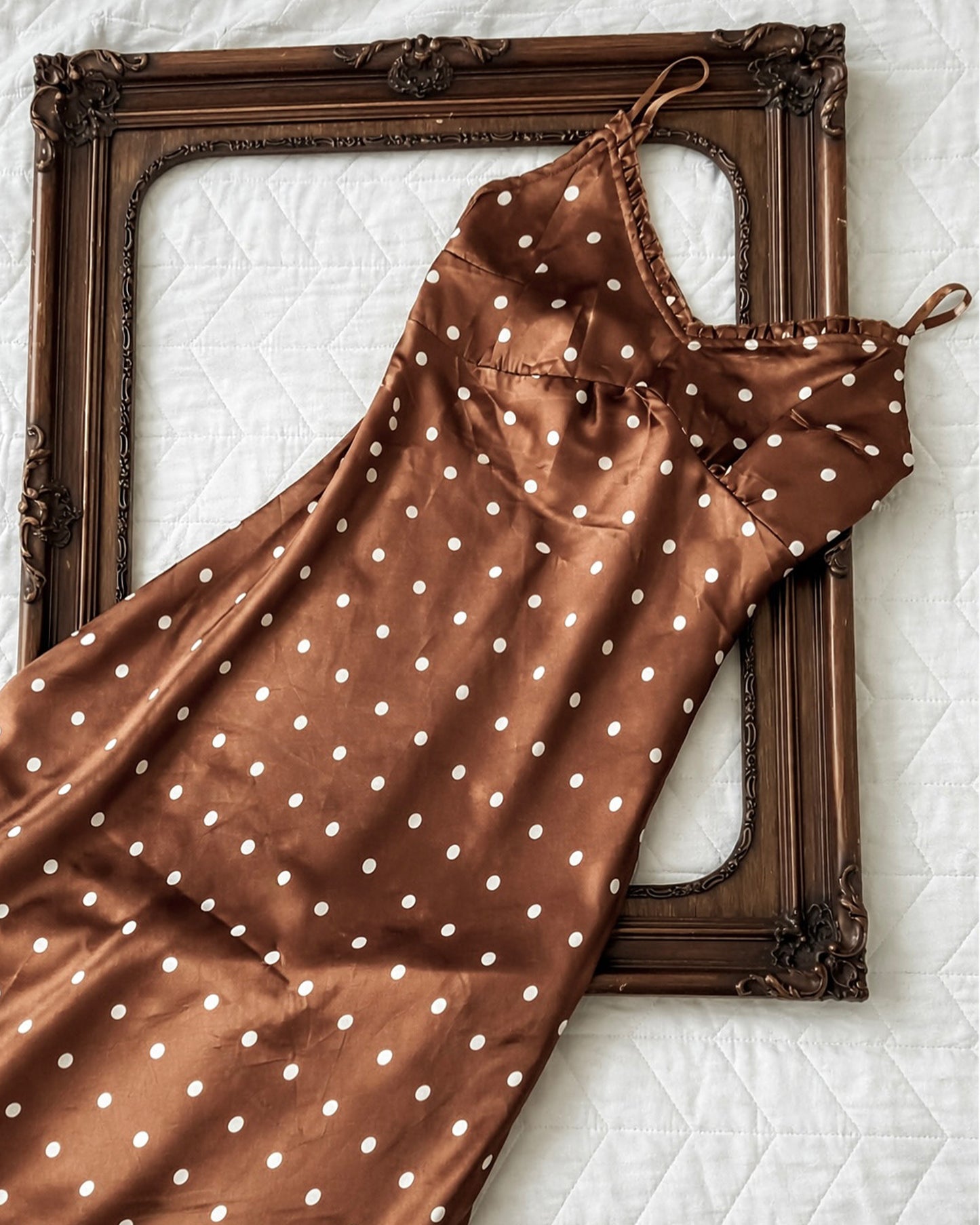Silky Polka Dot Slip Dress (S)