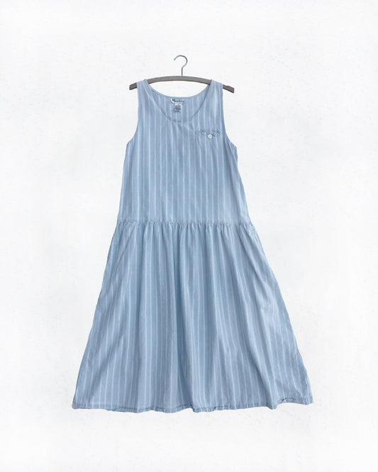 Vintage Stripe Drop-Waist Midi Dress (M/L)