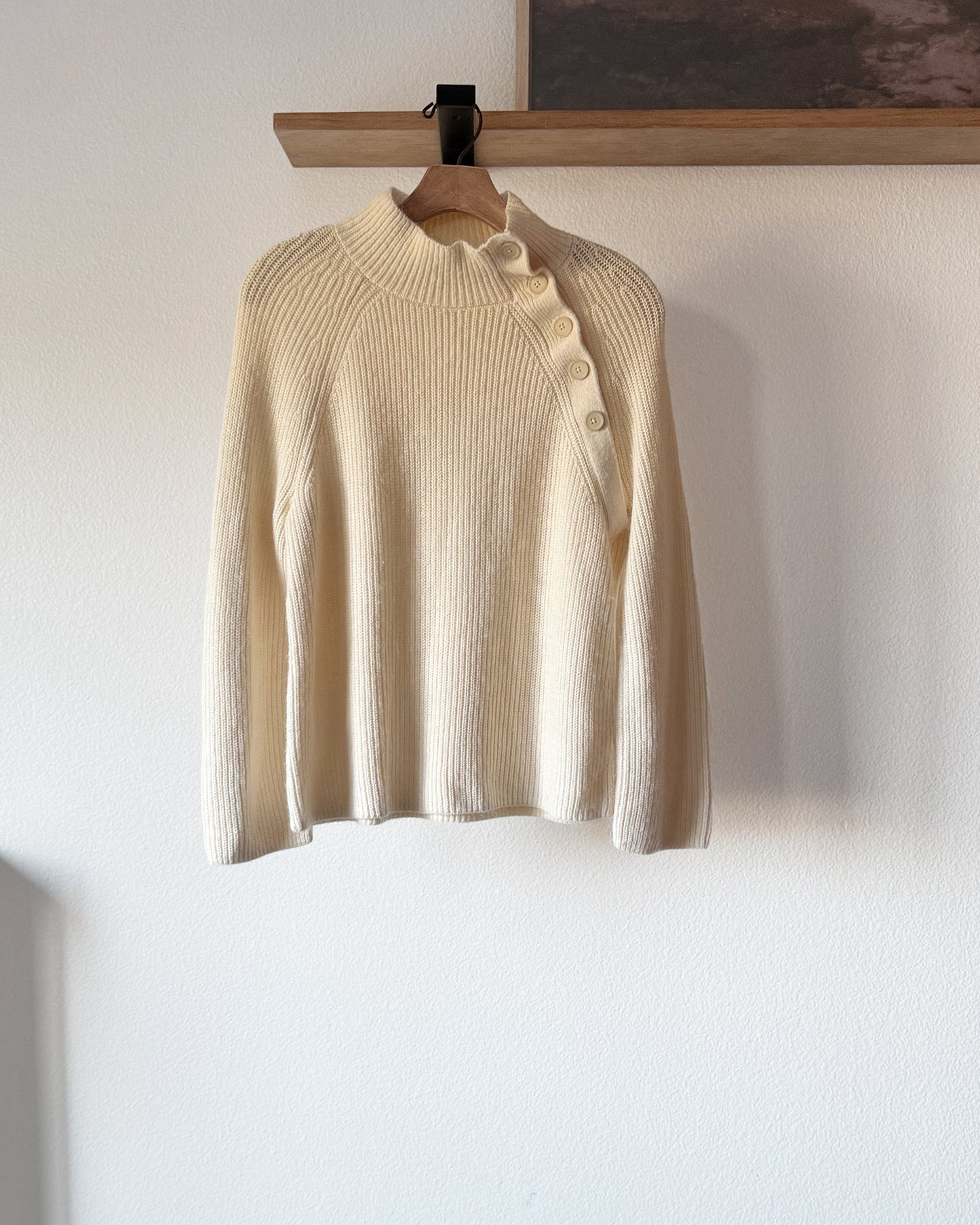 Mock Neck Button Detail Sweater (S)