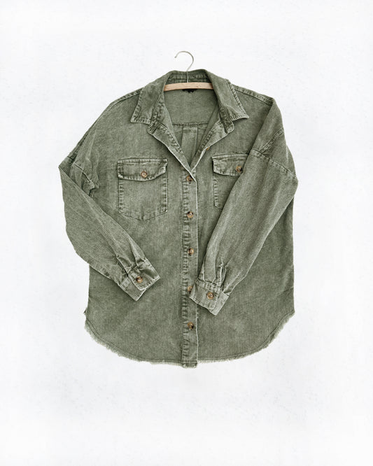 Corduroy Mineral Washed Overshirt | Jacket  (S/M)