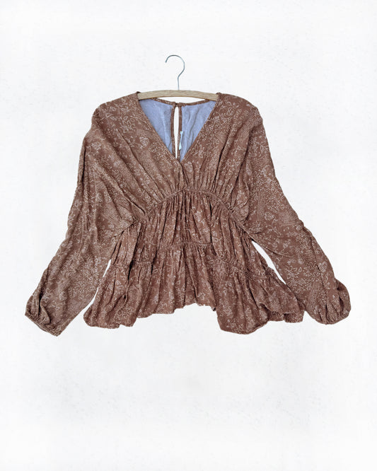 V-neck Shirred Top (M)