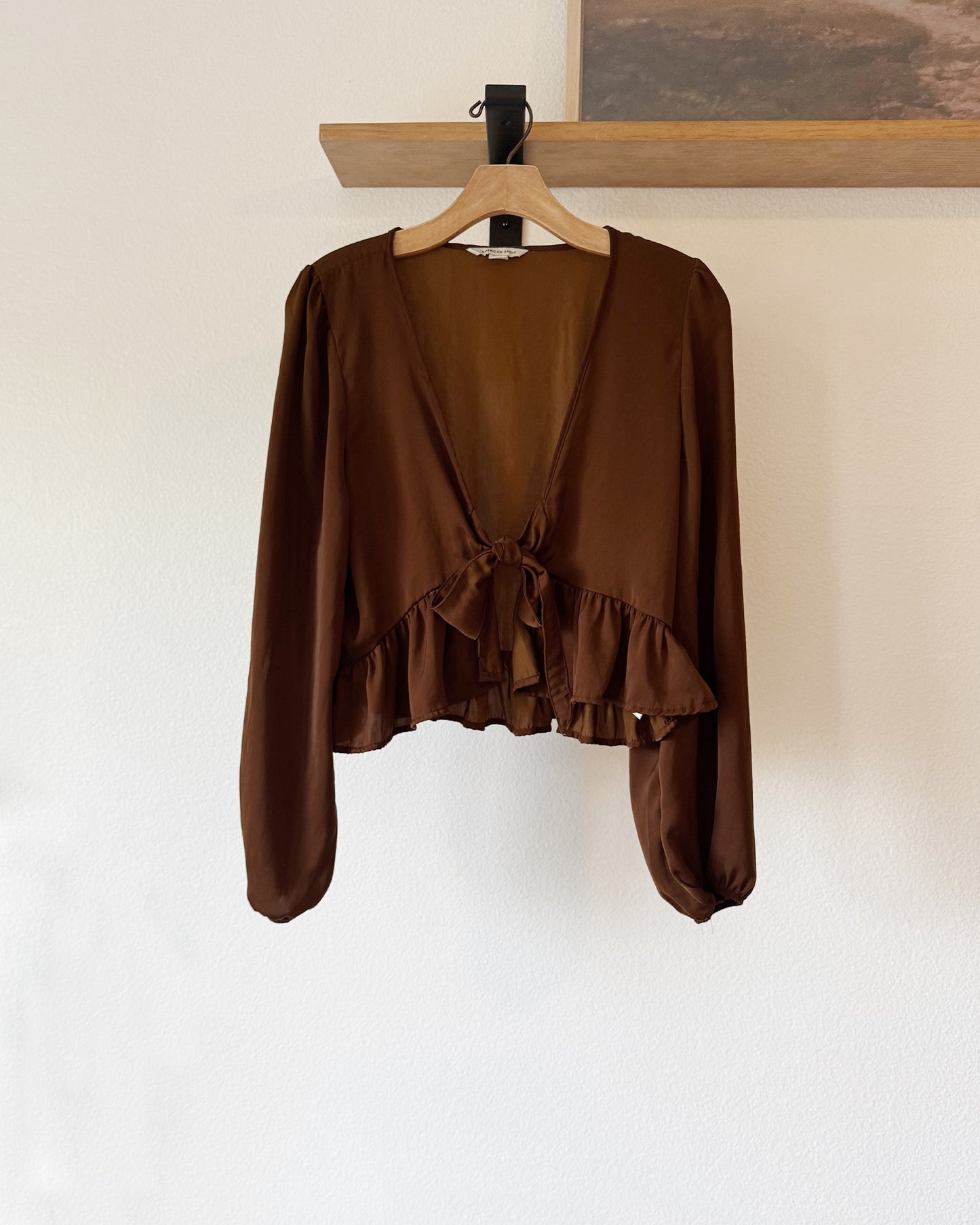 AE Silky Tie Ruffle Cardigan (M)