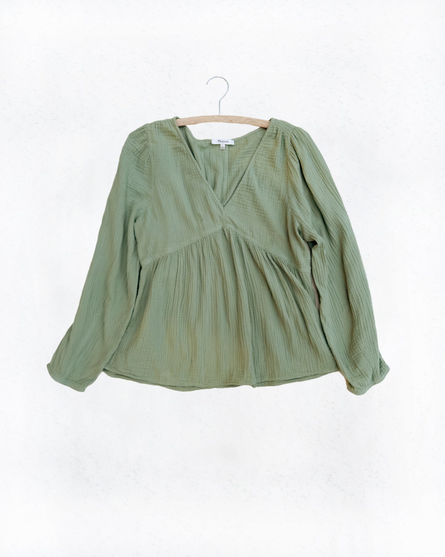 Madewelll Lightspun Gauze Peasant Top (L)