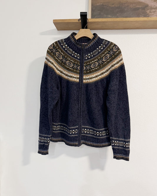 Vintage Fair Isle Cardigan Sweater (XL)