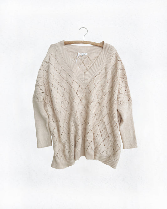 V-Neck Oversized Knit Sweater (S/M)