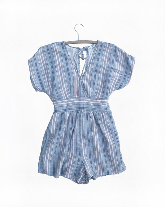 AE Cotton/Linen Blend Striped Romper (S)