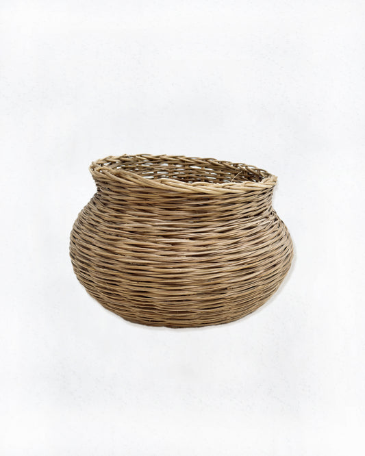 Vintage Handmade Wicker Basket (14" W x 7.5" T)