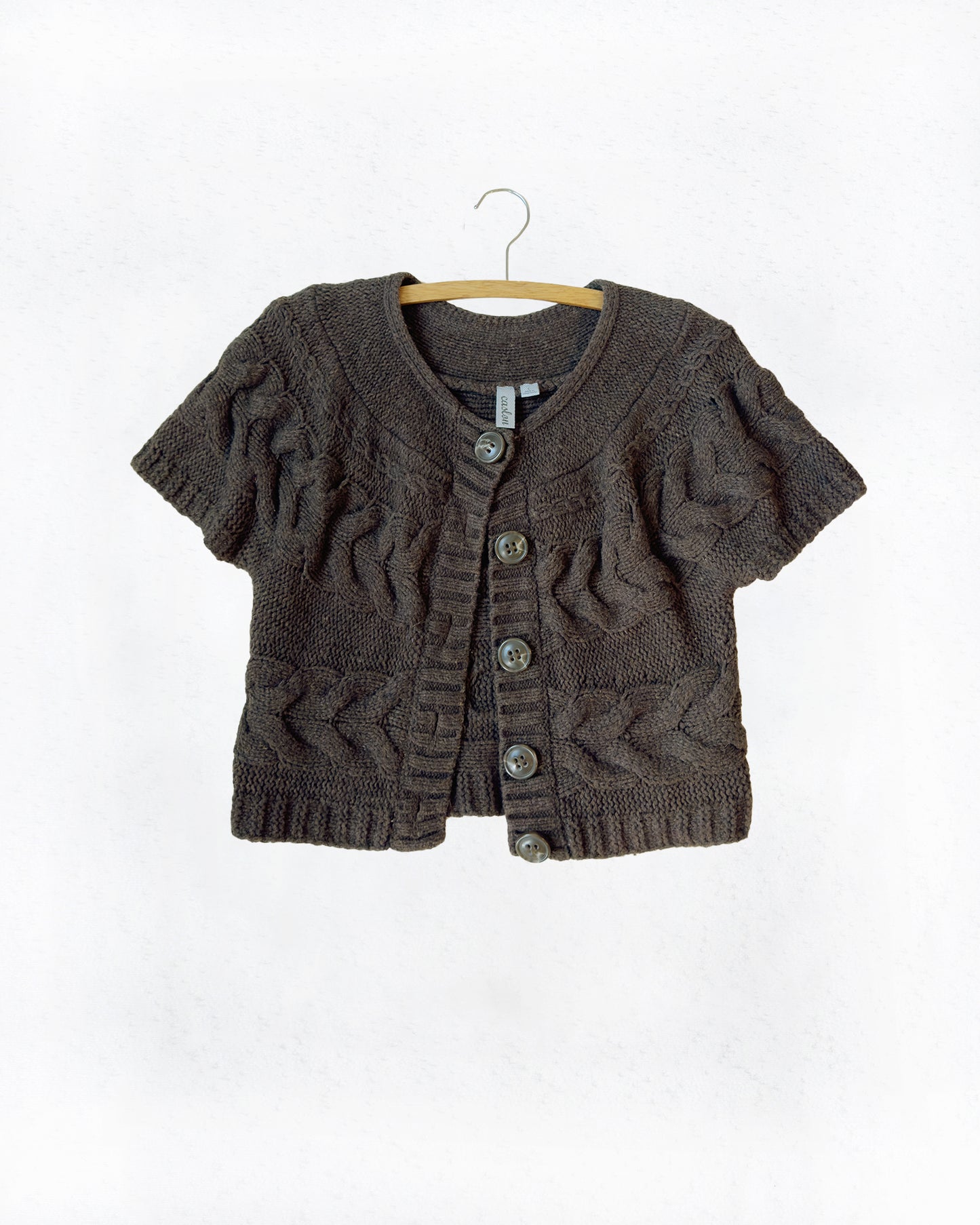 Cable-Knit Chunky Cardigan Sweater (L)