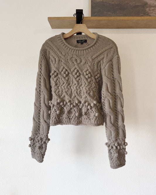 Cropped Cable Knit Sweater (L)
