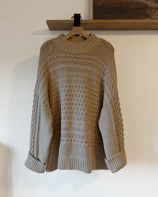 NEW Organic Cotton Cable Knit Funnel Neck Sweater (Medium - XXL)