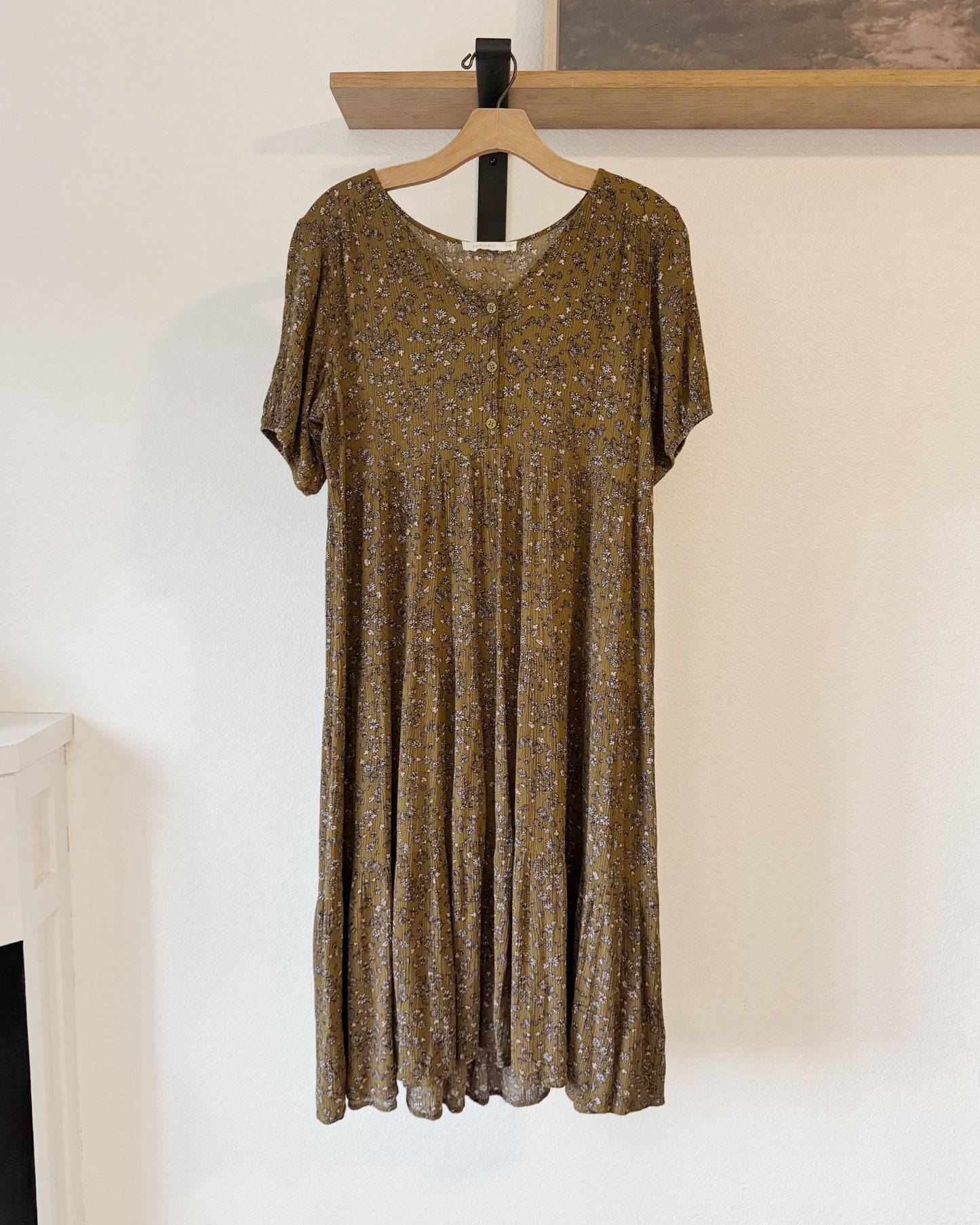 Tiered Babydoll Midi Dress (M)