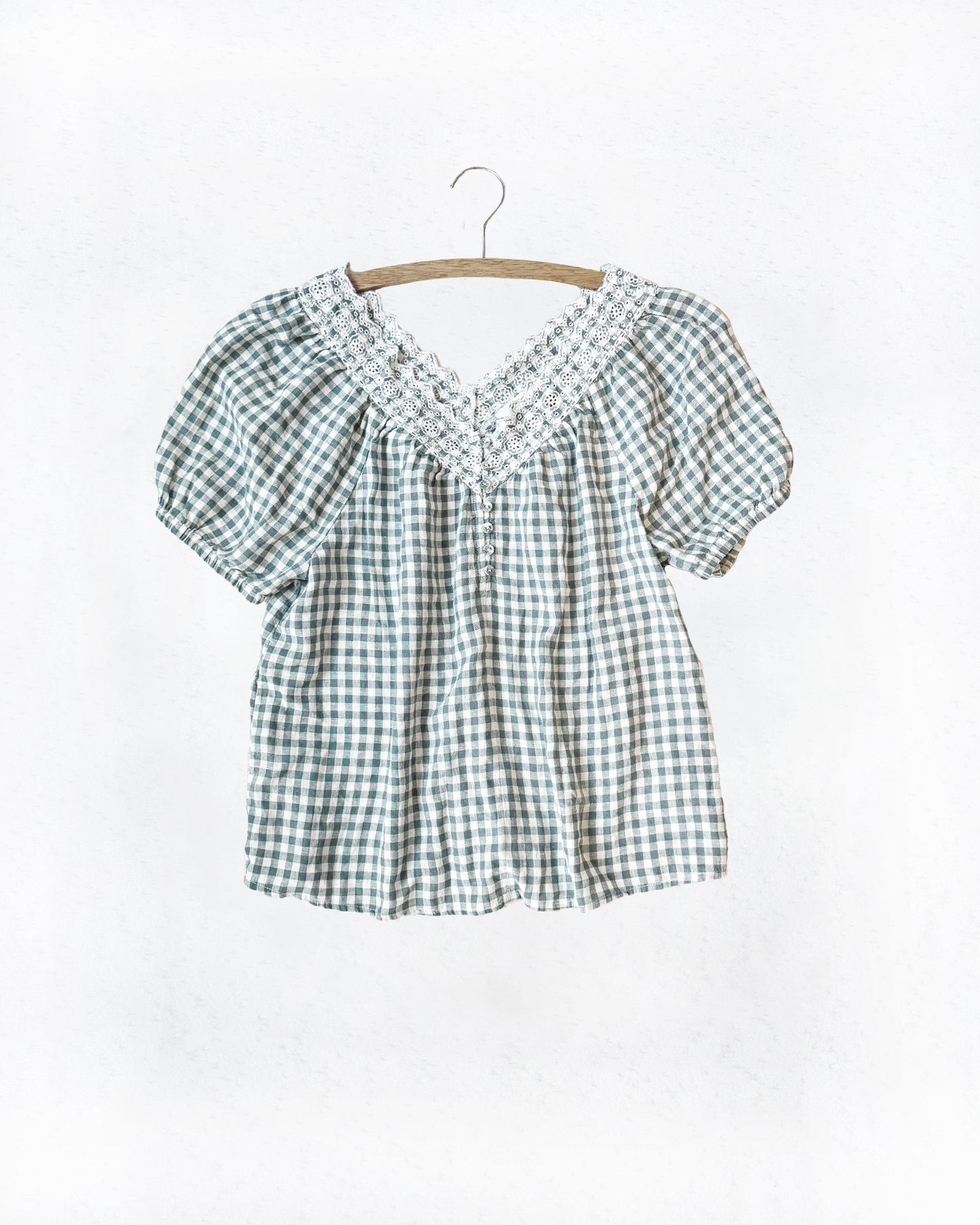 Madewell Embroidered Gingham Swing Top (S)