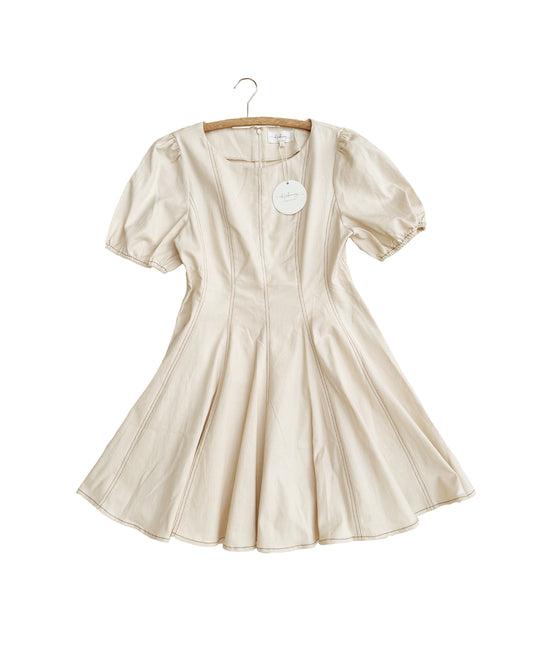 Puff Sleeve Cotton Denim Dress (L)