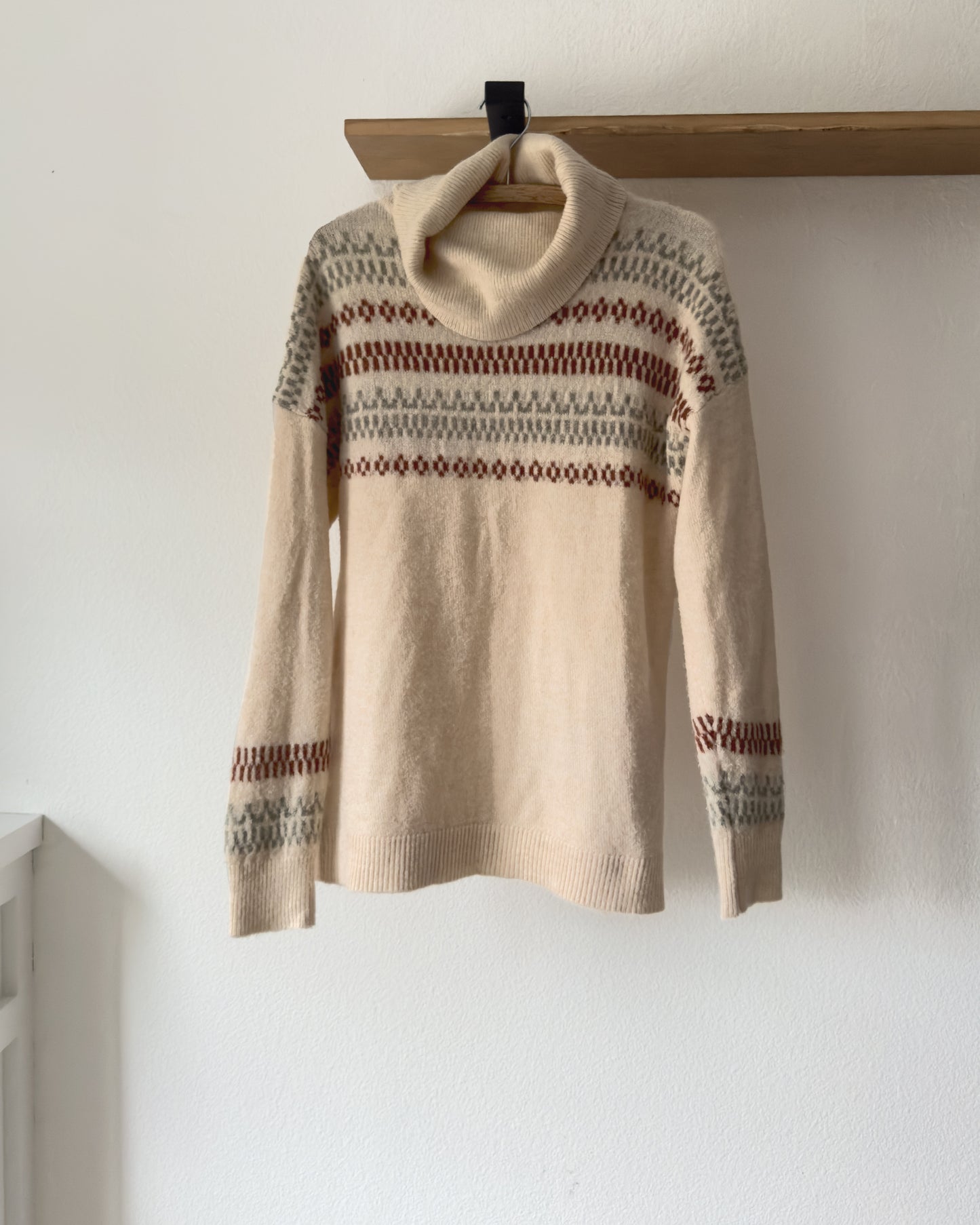 Printed Accents Cowl Neck Sweater (S/M)