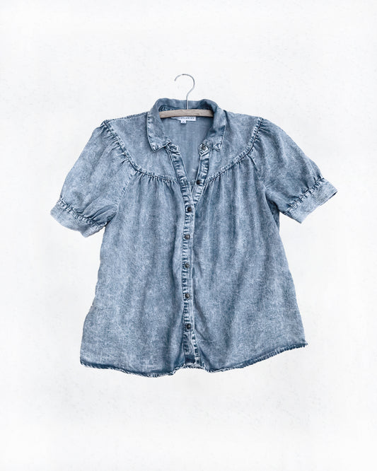 Oversized Denim Peasant Top (S/M)