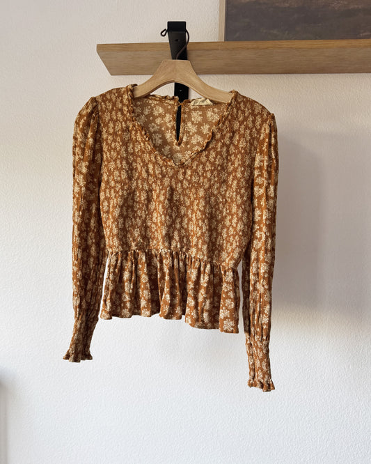 Floral Print Ruffled Top (S)