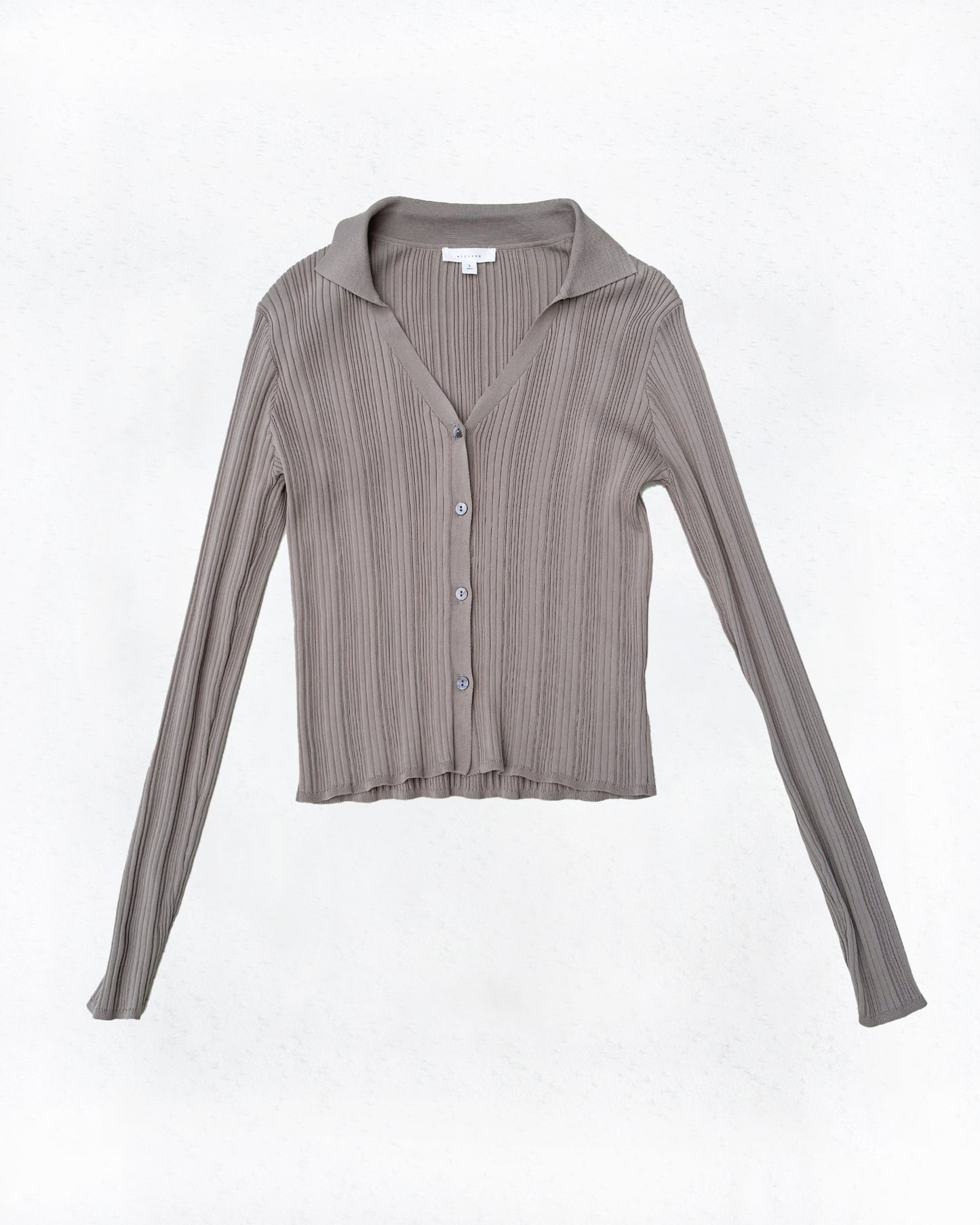 Ribbed Collared Button Top (S)
