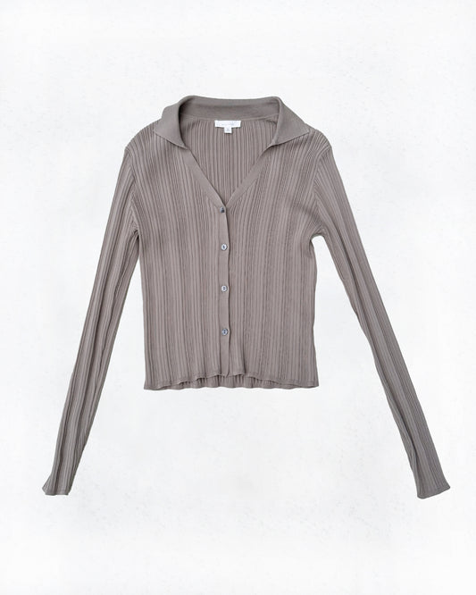 Ribbed Collared Button Top (S)