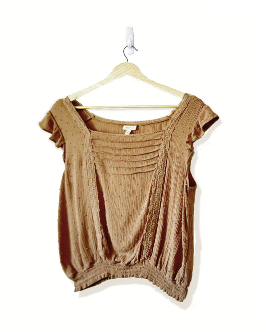 Terracotta Flutter Sleeve Top (L, fits like S/M)