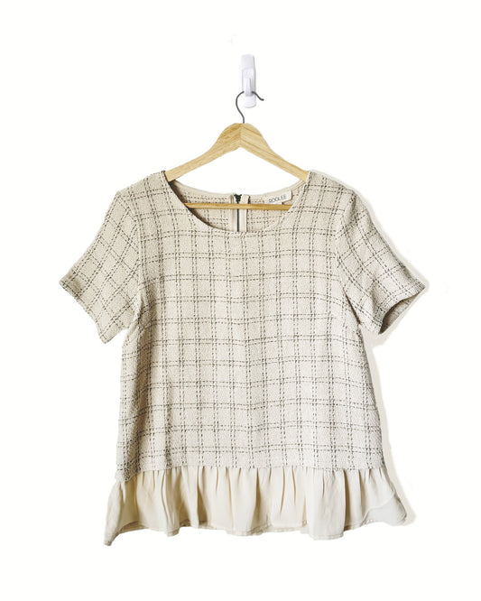 Roolee Short Sleeve Round Neck Peplum Blouse (S)