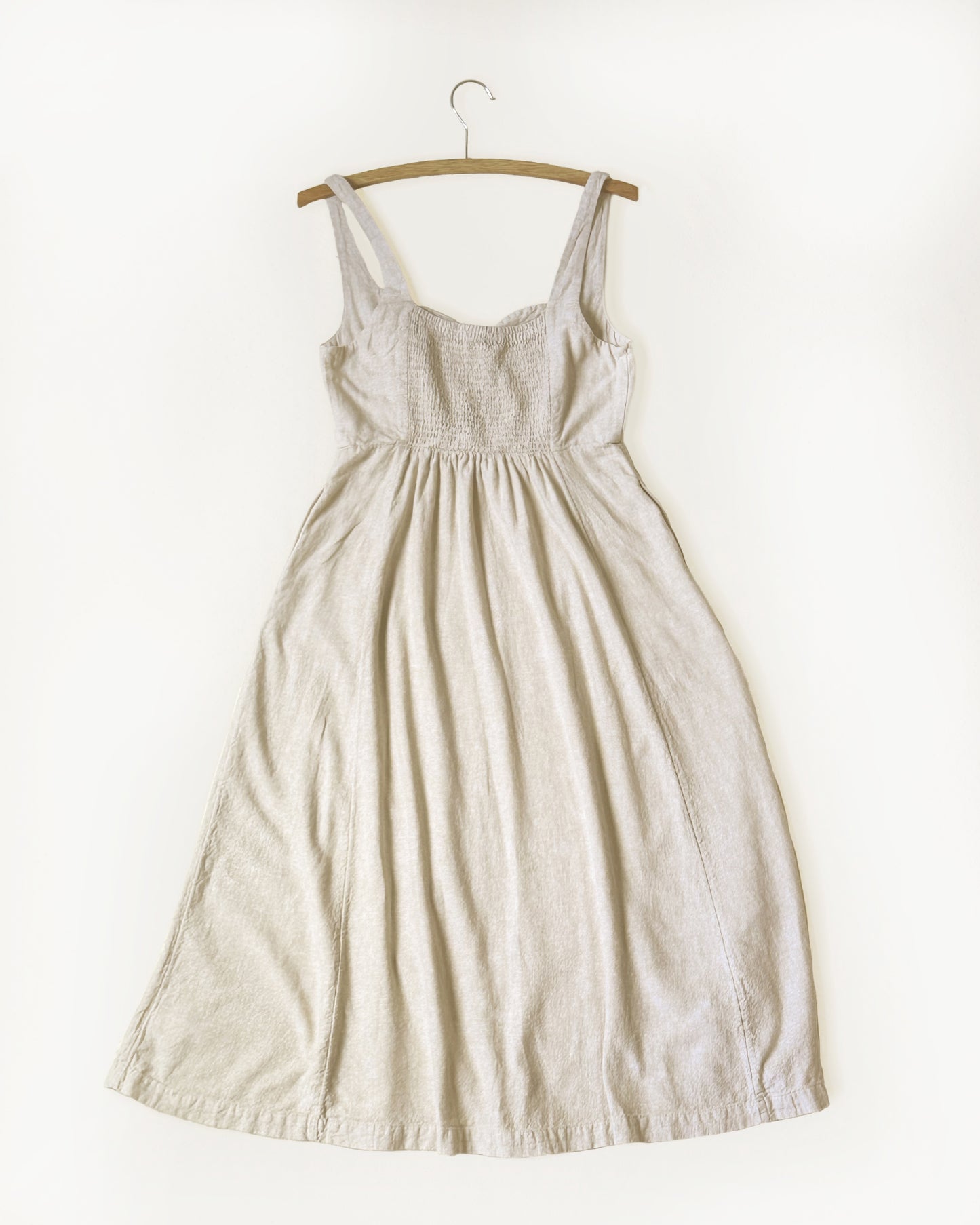 Linen-Blend Midi Dress (S)